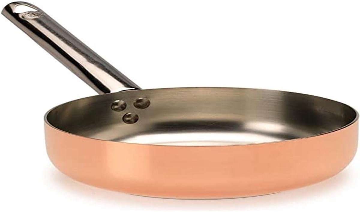 Koekenpan - Koekenpan met steel - Koken op inductie - Gemaakt in Italië - 28 cm diameter - Koper/Zilver