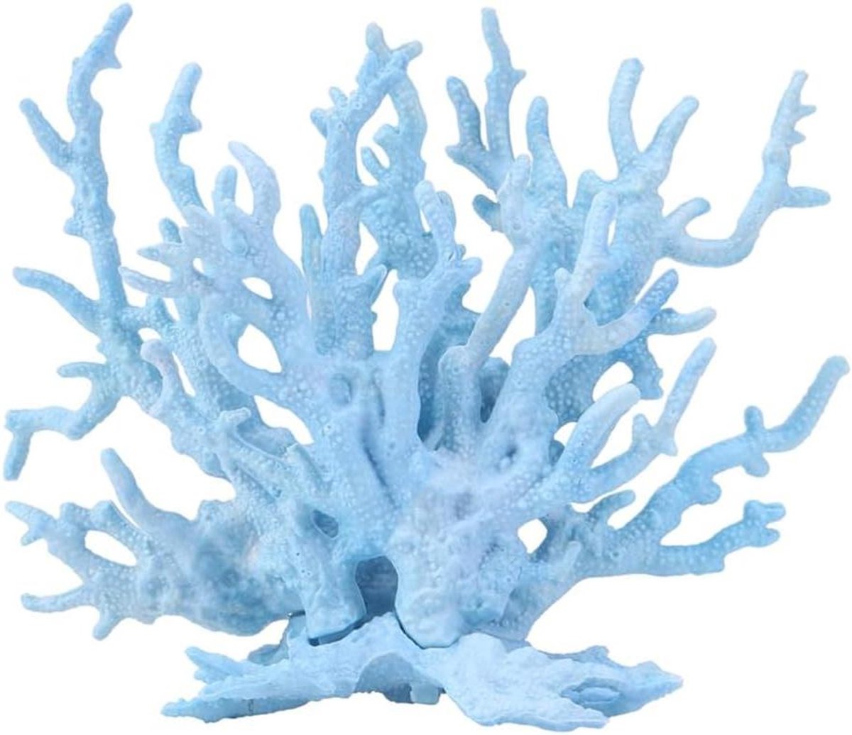 Aquarium Koraal Decoratie - Nep Koraal Plant - Aquarium Verfraaien - Niet Giftig Hars - 17 x 14 cm - Blauw