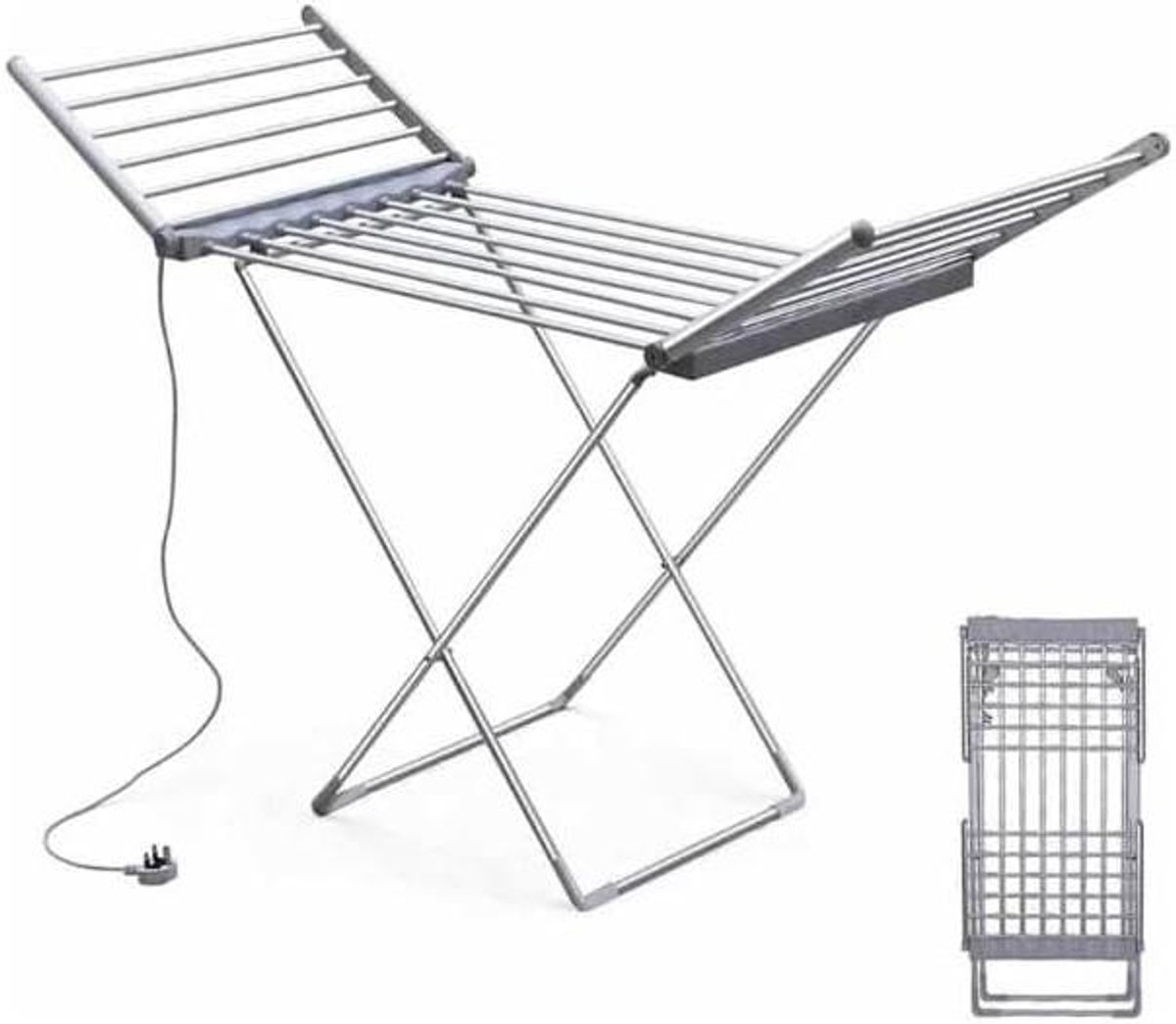 Elektrisch Wasrek Droogrek Verwarmd Snel Kleding Drogen 20 Verwarmde Stangen 15 kg Grijs