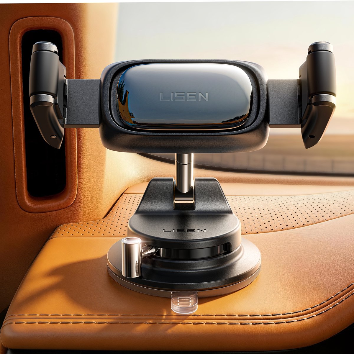 Nieuw! LISEN Auto Telefoonhouder Dashboard met Zuignap – 360° Draaibaar – Eénknops Vacuümhouder – Universeel voor iPhone 17/16 Pro Max & Samsung Galaxy S26 – Sterke Zuigkracht – Handsfree Smartphone Houder – NIEUW