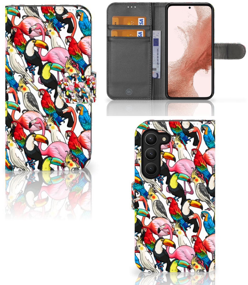 Book Case voor Samsung Galaxy S23 Telefoonhoesje met Pasjes Birds