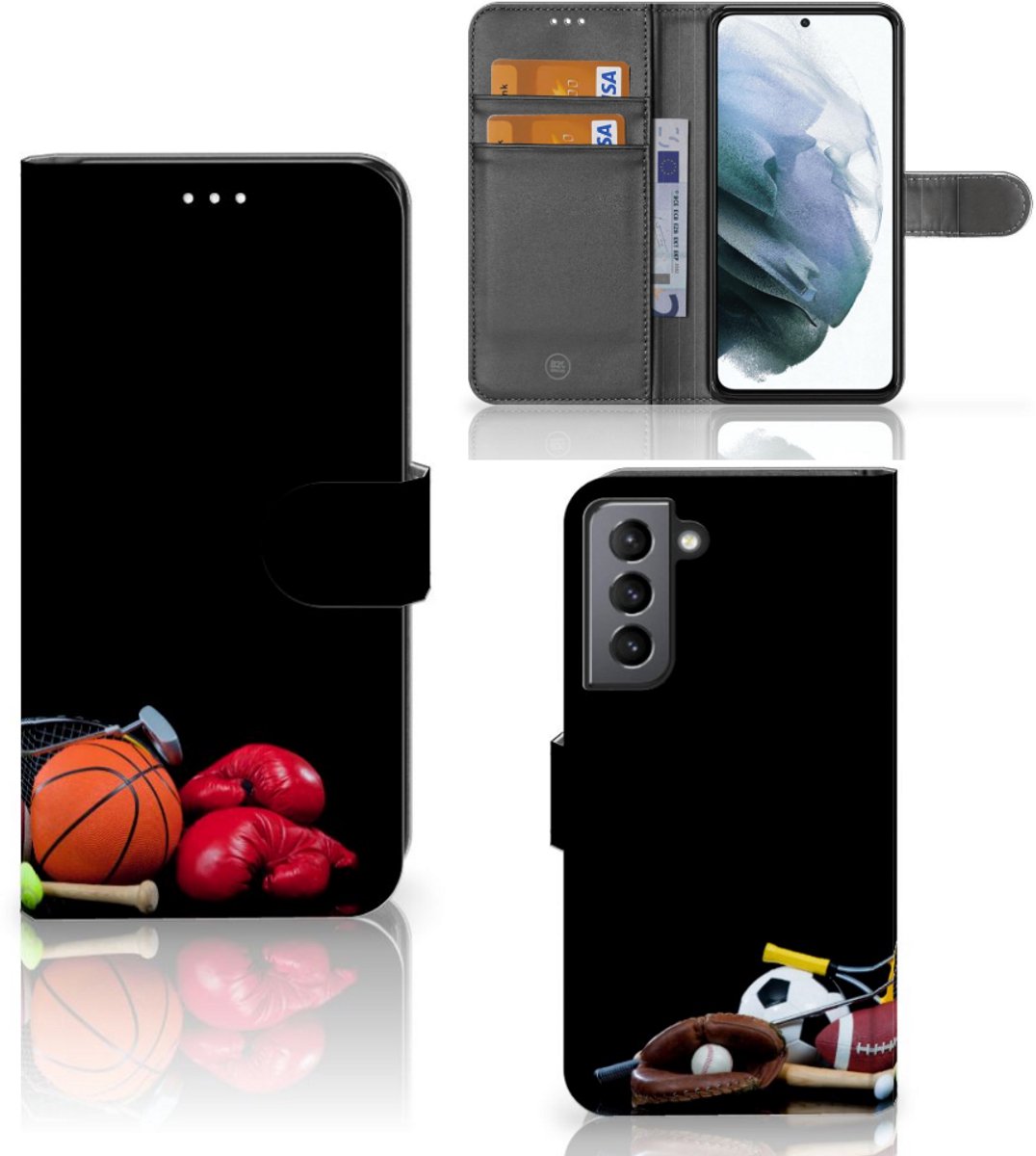 Book Case voor Samsung Galaxy S21 FE Wallet Case met Pasjes Sports