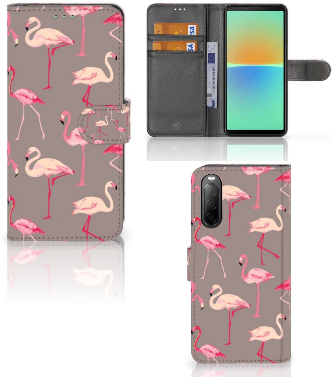 Sony Xperia 10 IV Telefoonhoesje met Pasjes Flamingo