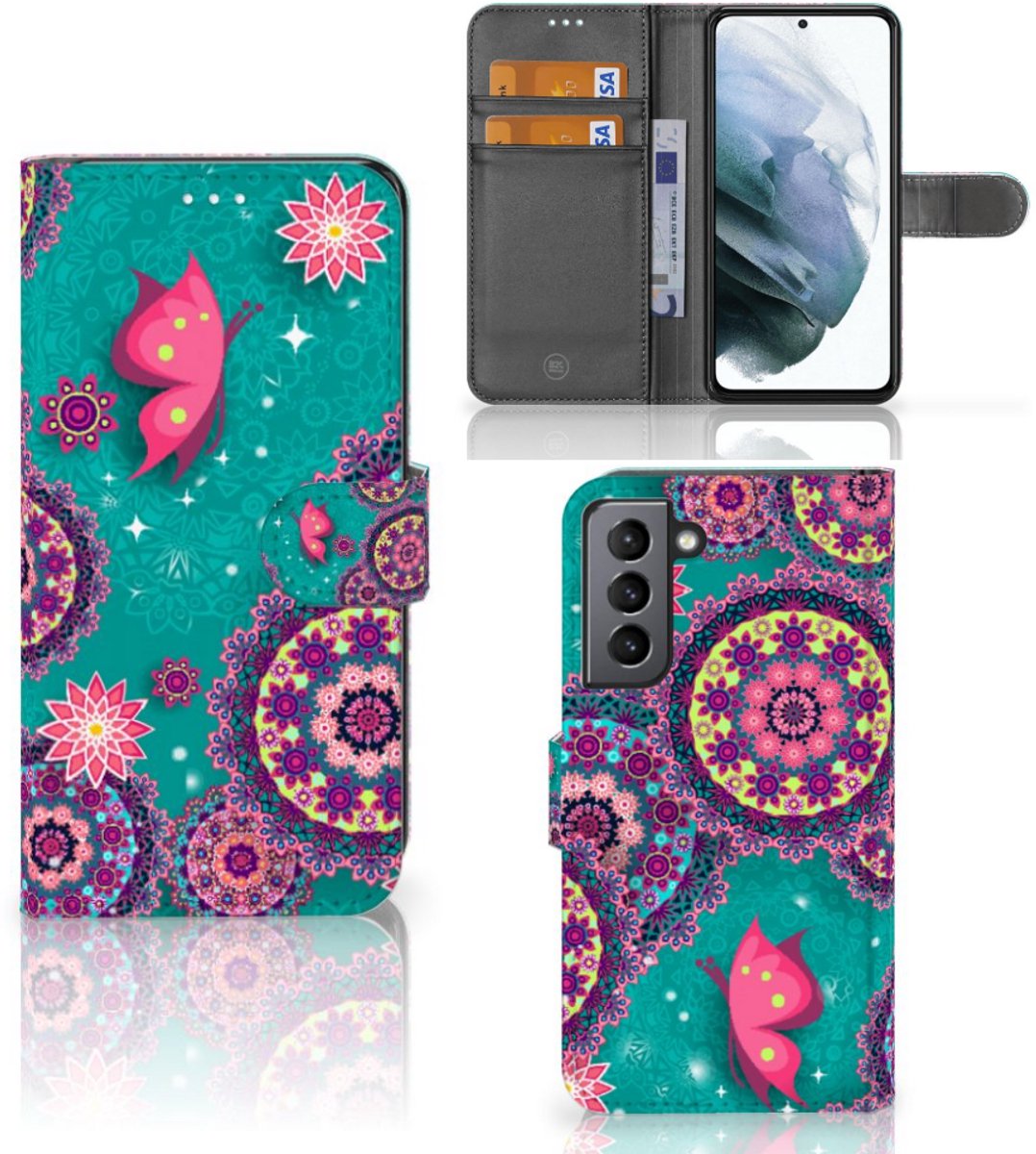 Samsung Galaxy S21 FE Hoesje Cirkels en Vlinders