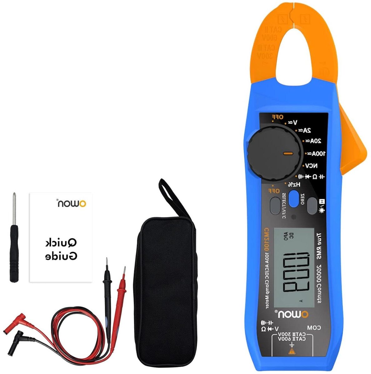 Digitale Klem Meter - Ampèremeter Multimeter - Elektrische Metingen - True RMS VFC Functie - 100A AC DC - Blauw