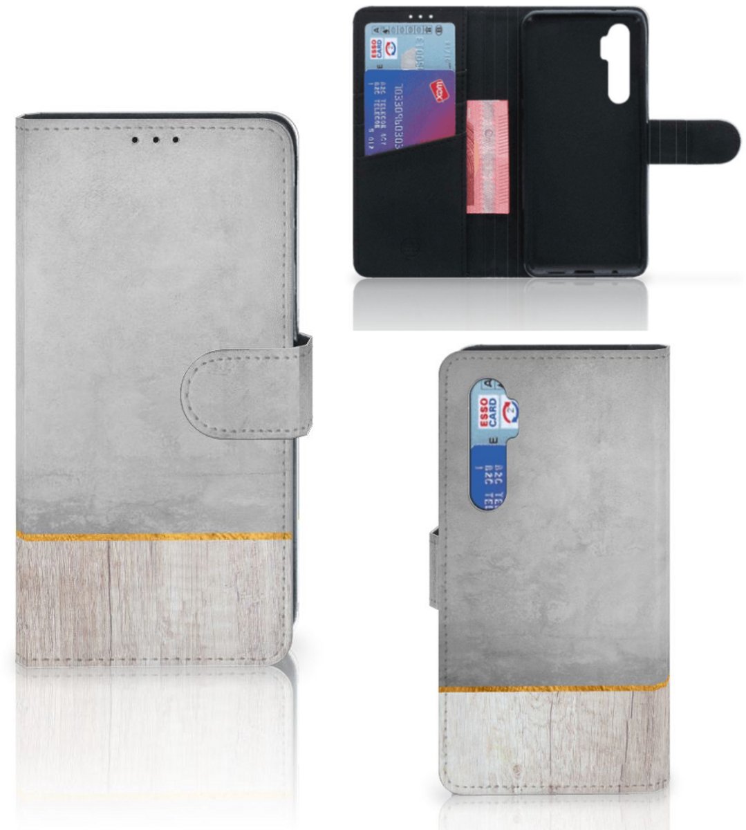 Xiaomi Mi Note 10 Lite Book Style Case Wood Concrete