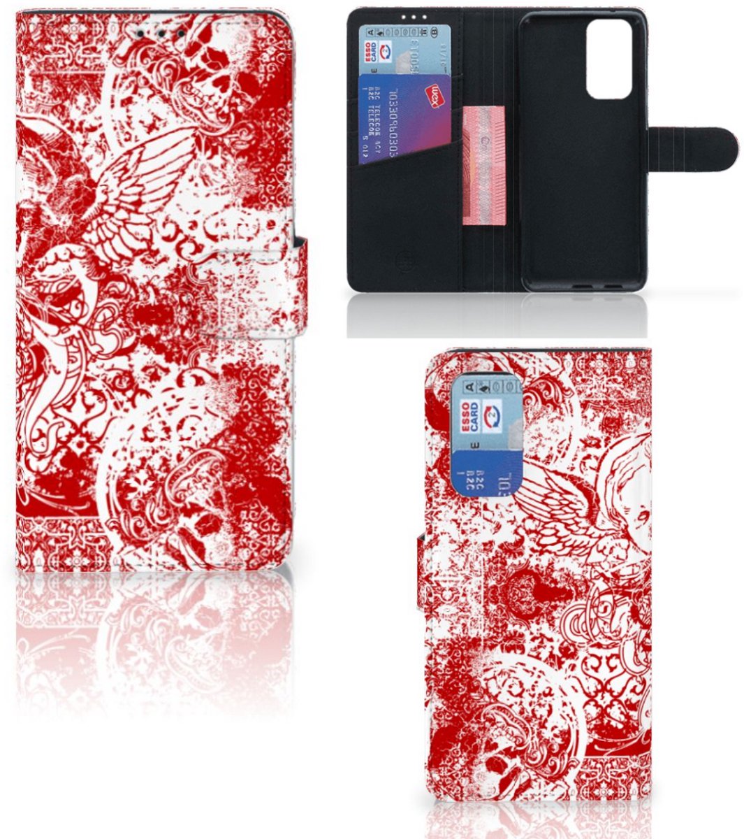 Telefoonhoesje met Naam OnePlus 9 Pro Angel Skull Rood