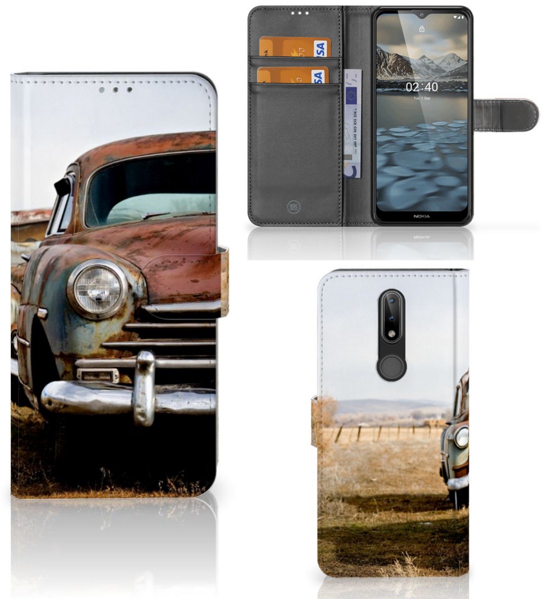 Nokia 2.4 Telefoonhoesje met foto Vintage Auto