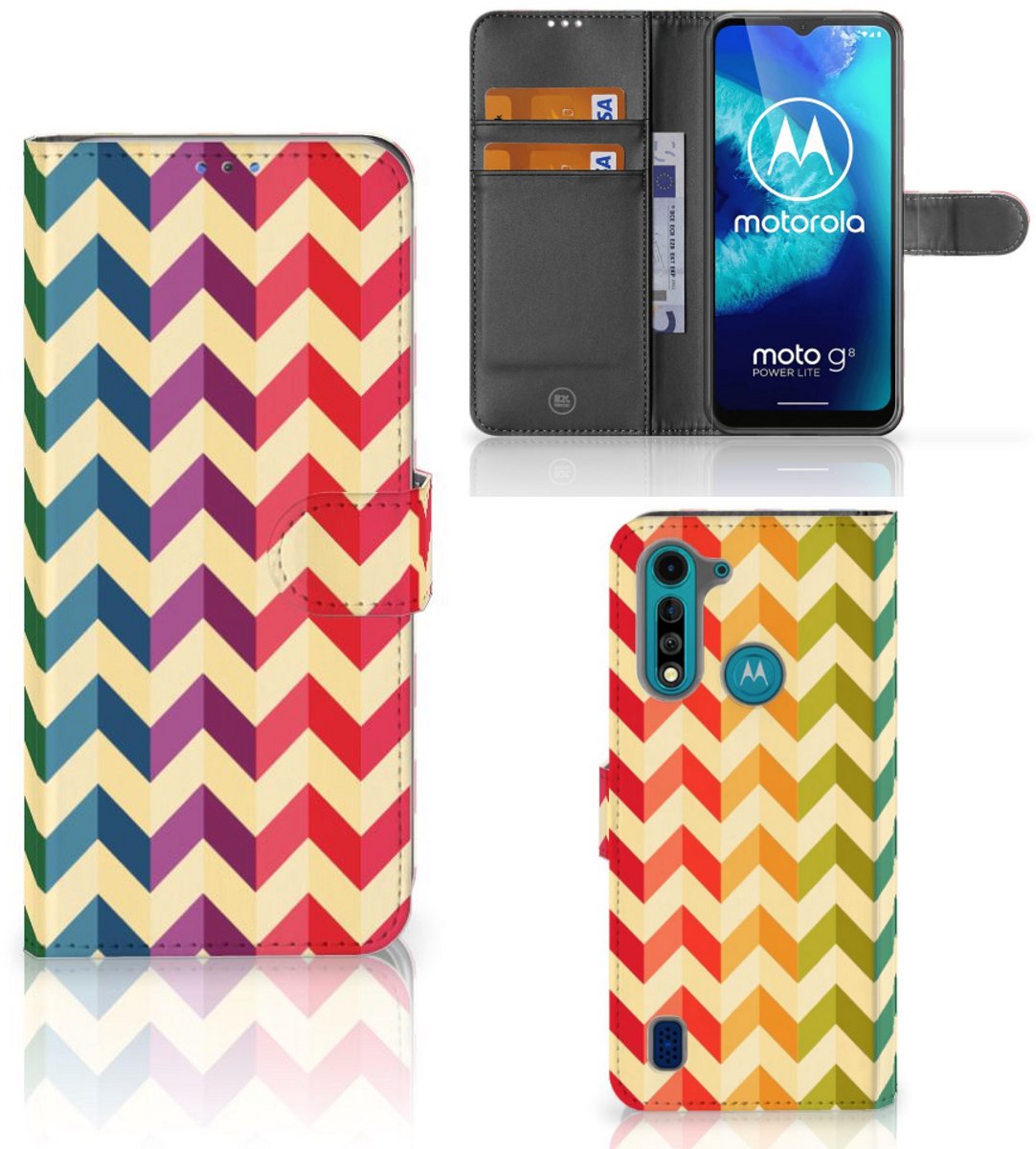 Motorola G8 Power Lite Telefoon Hoesje Zigzag Multi Color