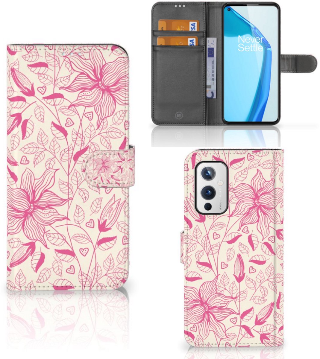 OnePlus 9 Hoesje Pink Flowers