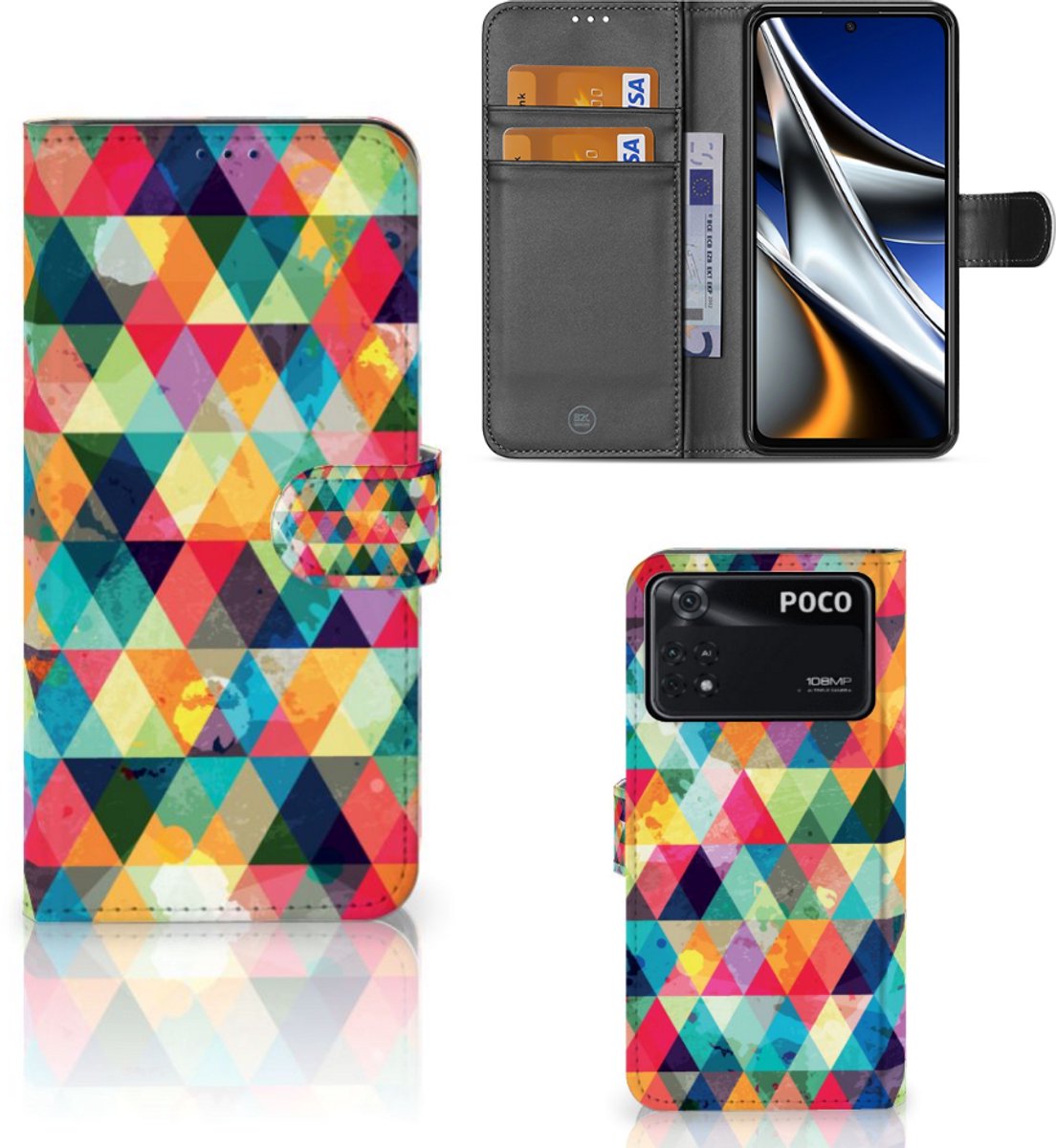 Book Case voor Xiaomi Poco X4 Pro 5G Telefoon Hoesje Geruit