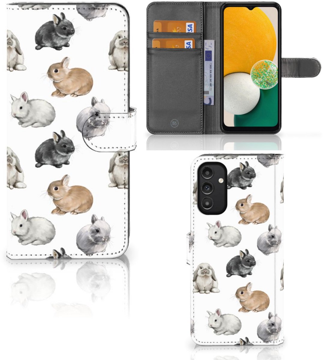 Telefoonhoesje met Pasjes voor Samsung Galaxy A14 4G Konijntjes