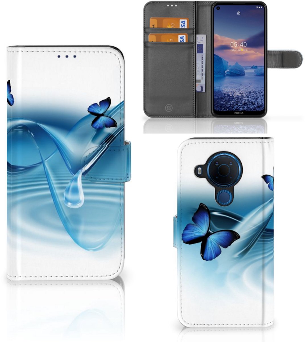 Nokia 5.4 Telefoonhoesje met Pasjes Vlinders