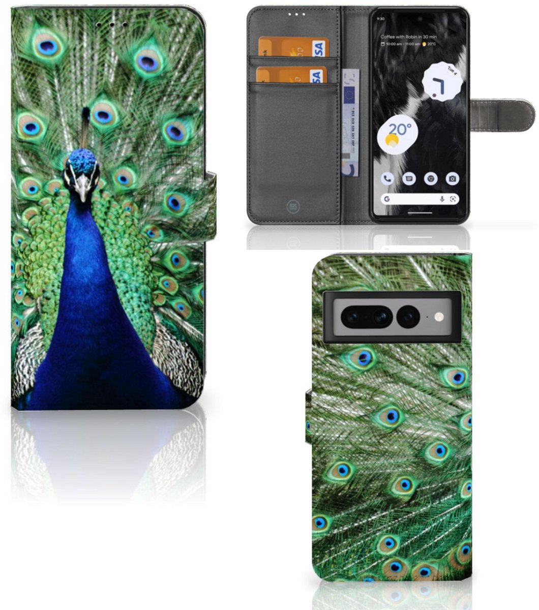 Google Pixel 7 Pro Telefoonhoesje met Pasjes Pauw