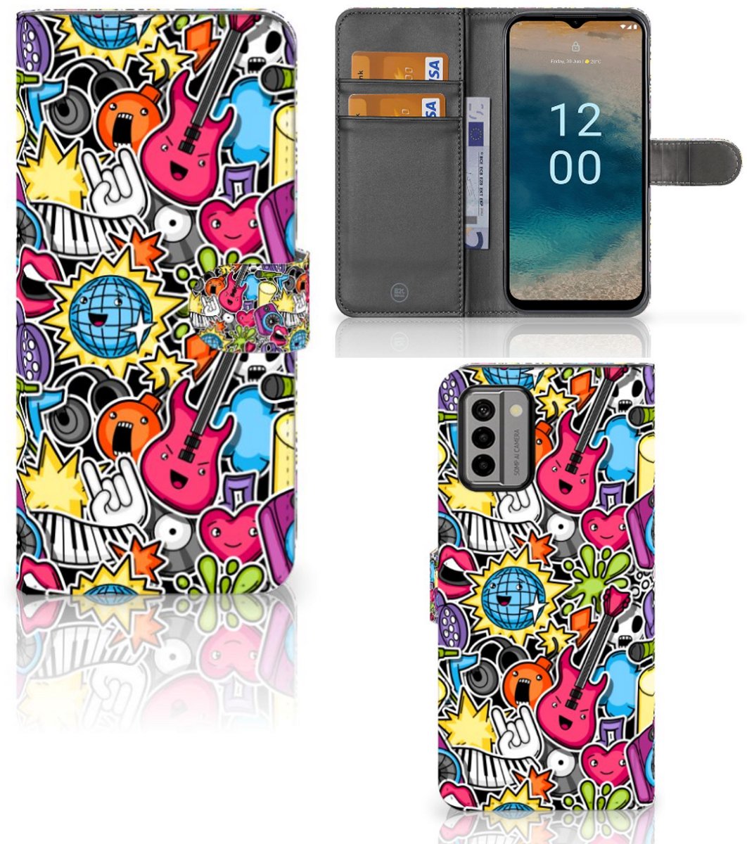 Nokia G22 Wallet Case met Pasjes Punk Rock