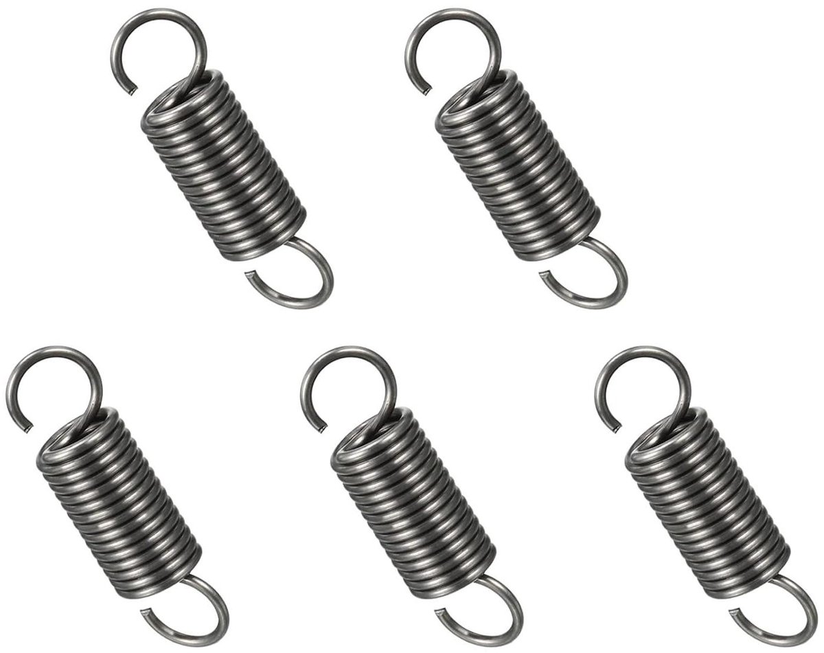 Trekveren Dubbele Haak - Verlenging Spiraalveren - Industriële Machines - Vrije Lengte 50 mm - 5 stuks - Zwart