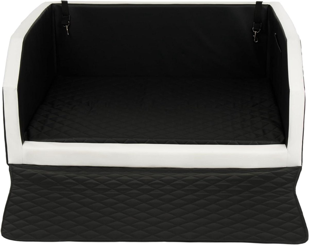 Honden kofferbak transporter - Hondenbed autostoel - Veilig reizen met hond - Met beschermmat en schuimmatras - 100x90cm - Zwart wit