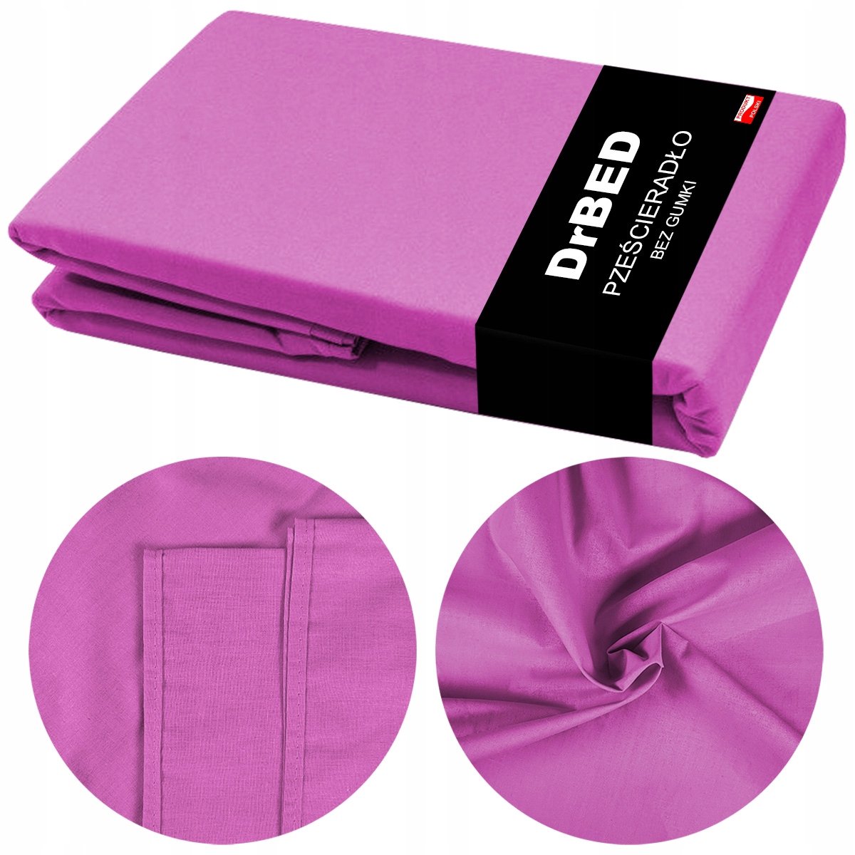 DrBED - Katoenen Laken - 160x210 - Fiolet - Zonder Elastiek