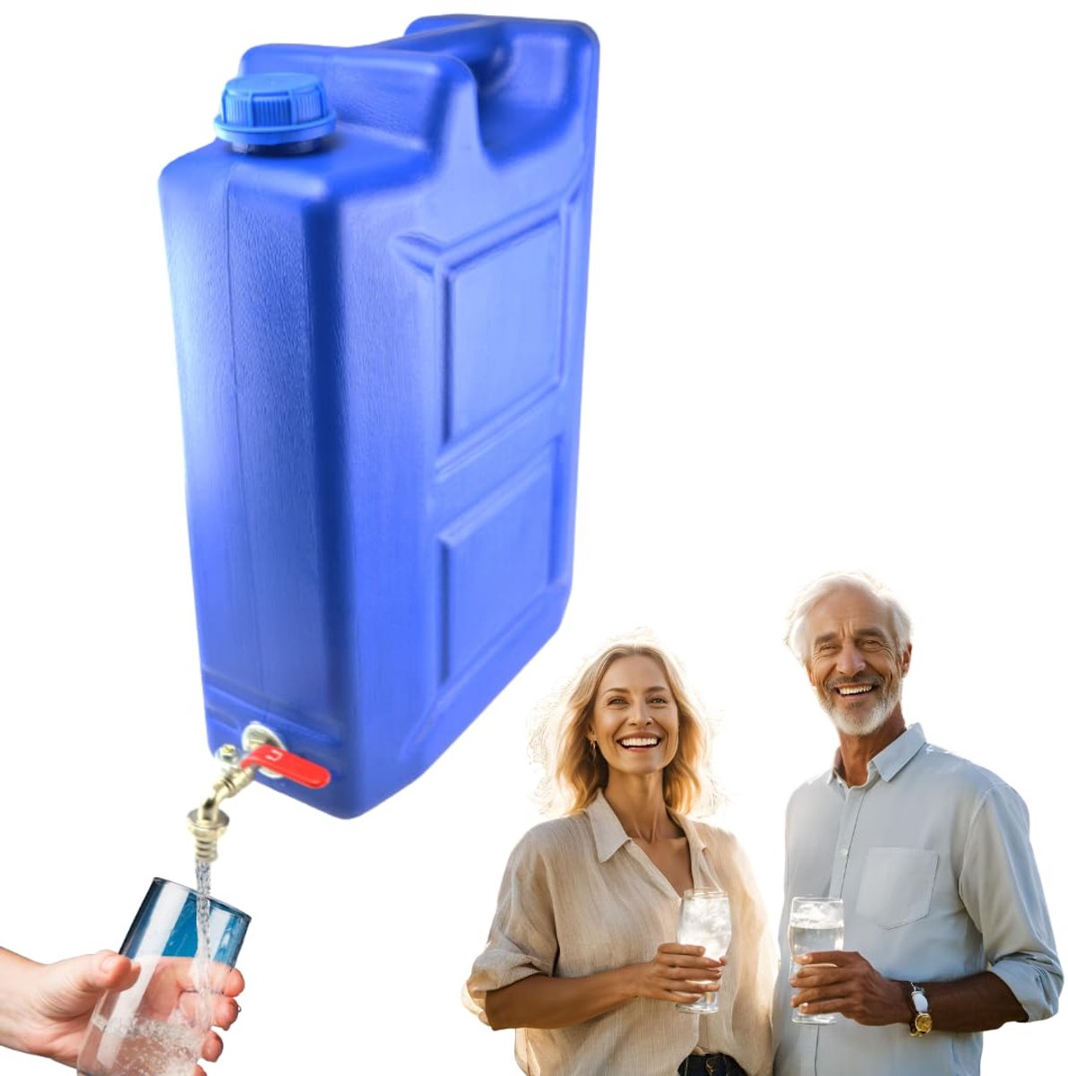 Anwicar Jerrycan voor Water - 20 L - Watercontainer met Kraantje en Dop - Waterdispenser Camping - Blauw