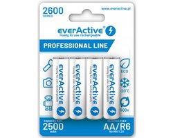 4 Stuks - R6 AA 2600mAh everActive Professional oplaadbaar