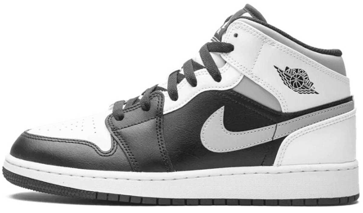 Nike Air Jordan 1 Mid, Black/White-LT Smoke Grey GS 554725 073, EUR 40