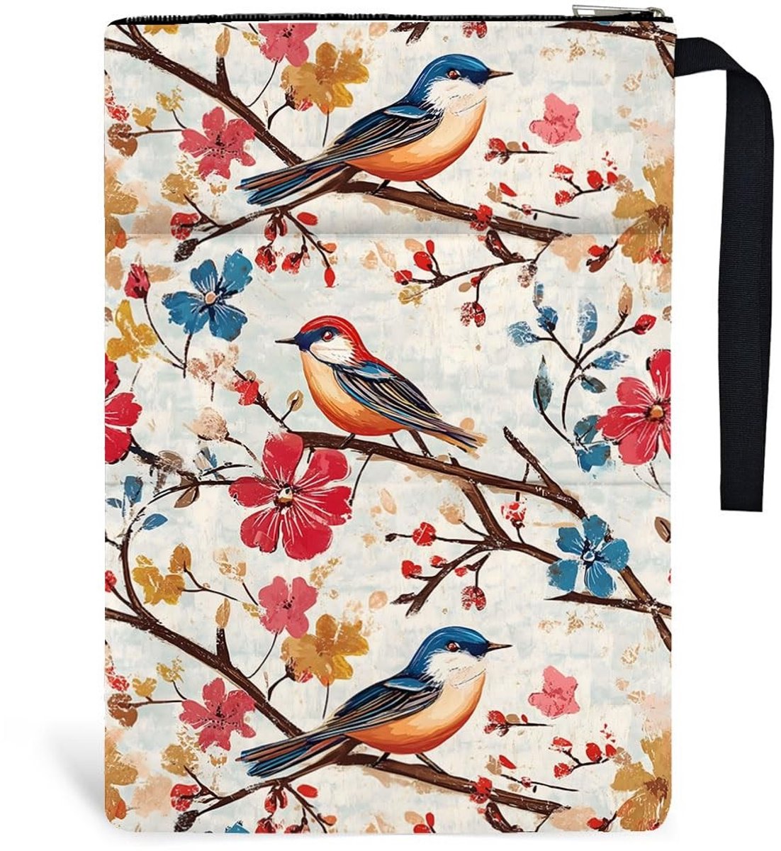 Cosensi- Boekhoes Polyester - Vogels/Bloemen Design - 34 x 24 cm - Boekomslag - Boekbesche