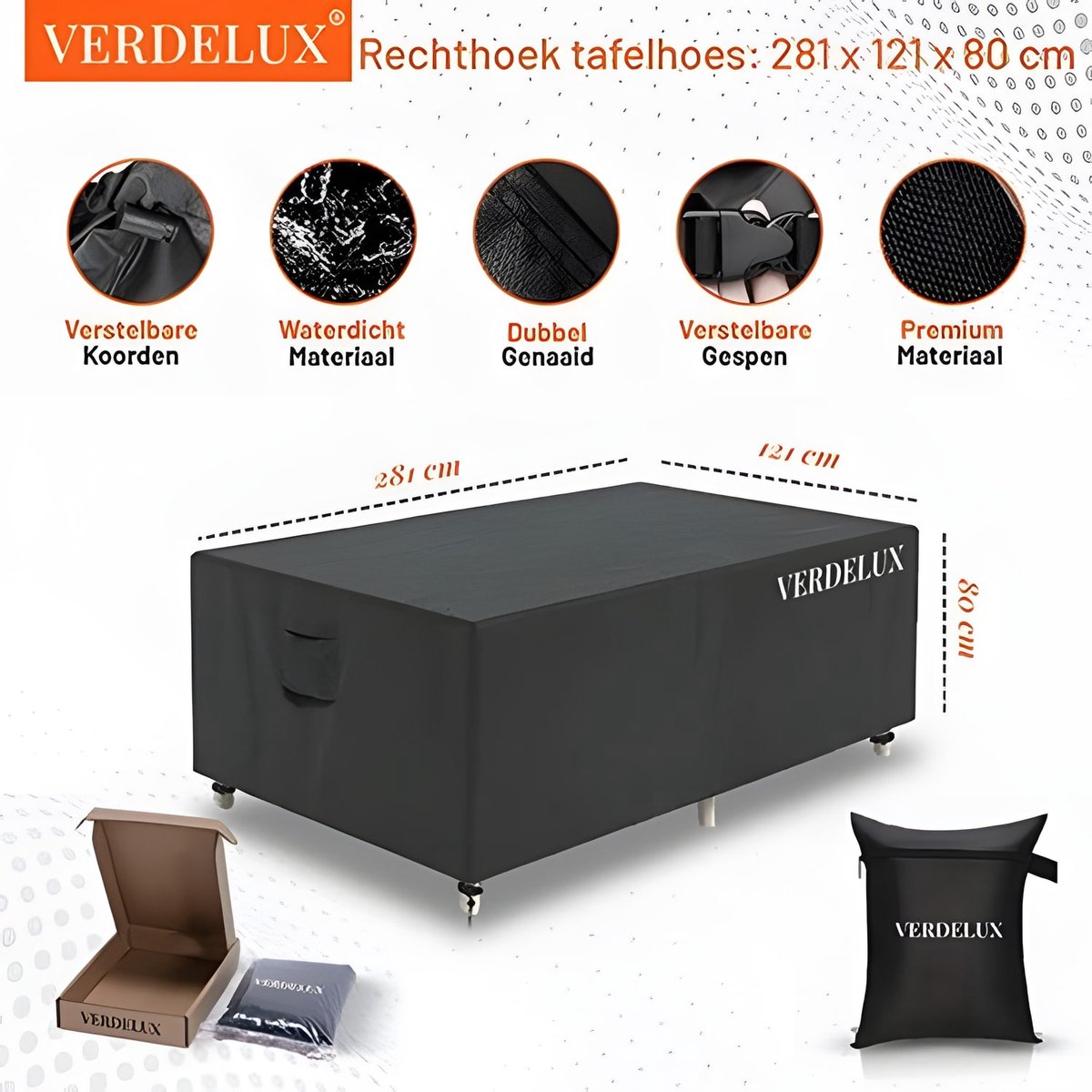 Tafelhoes 281 x 121 x 80 cm Zwart