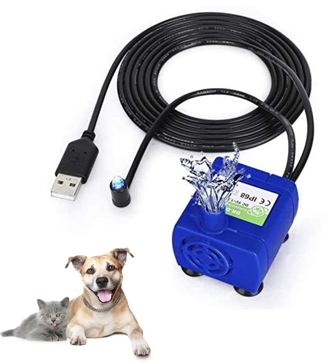 Dailygoods - Waterpomp - Drinkfontein - 150 liter per uur - Blauw - Vervangende pomp - 5.9 ft kabel - Geschikt voor fontein - Blauw model