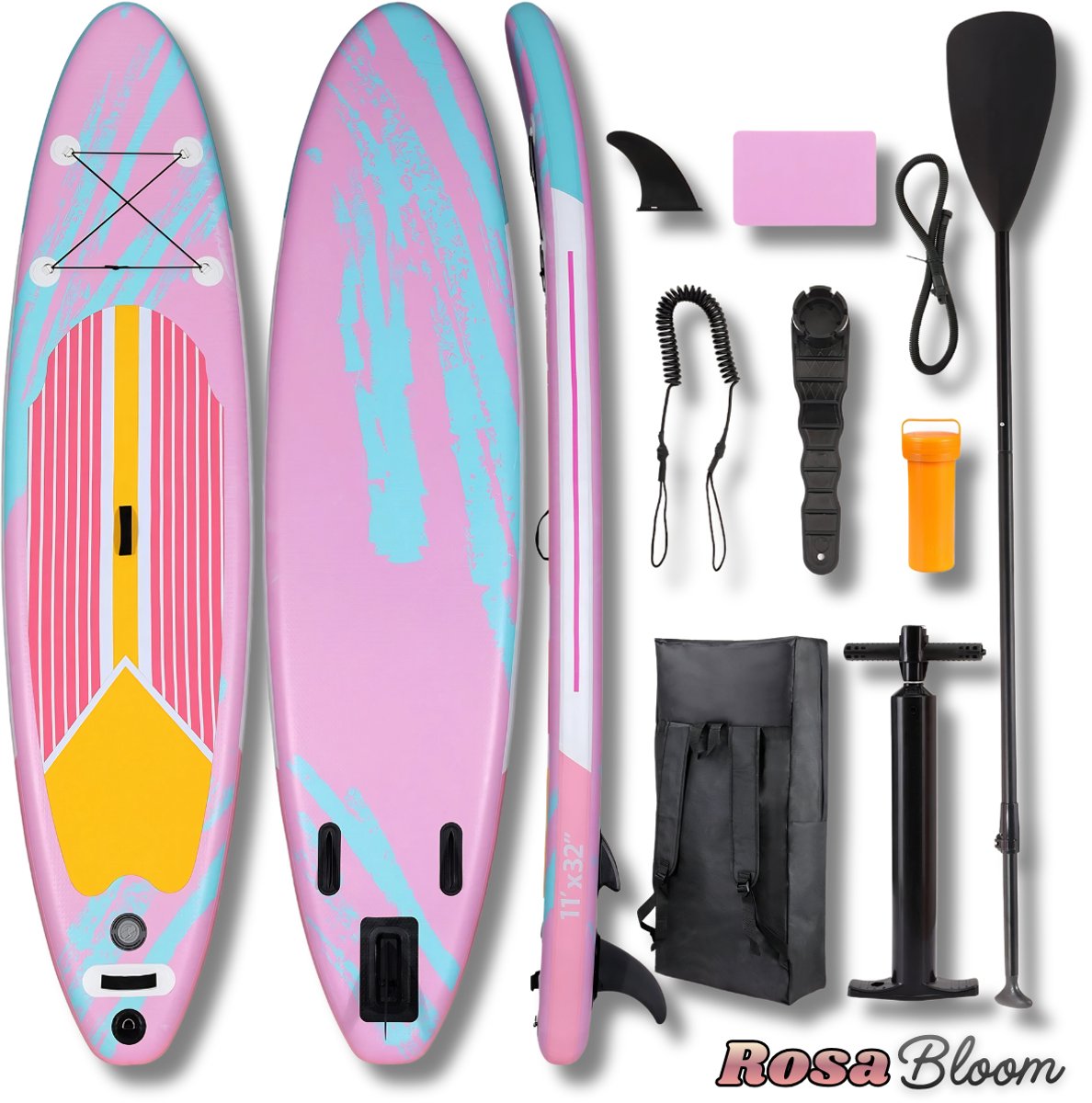 RosaBloom sup boards - Supboard - Stand Up Paddleboard - Opblaasbaar - Compleet Set - Antislip - 305x77x15,5 cm - Roze
