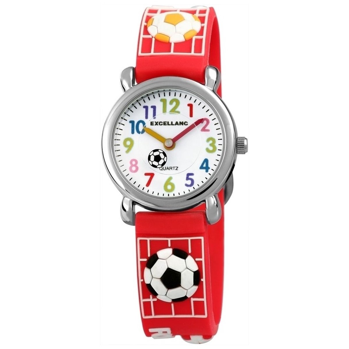 EXCELLANC Excellanc kinderhorloge Voetbal Excellanc kinderhorloge met siliconen band