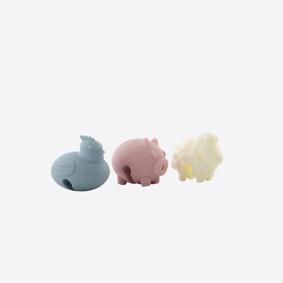 Dotz set van 3 stoomaflaters uit silicone kip; varken en schaap 3.8x2.5x3.2cm