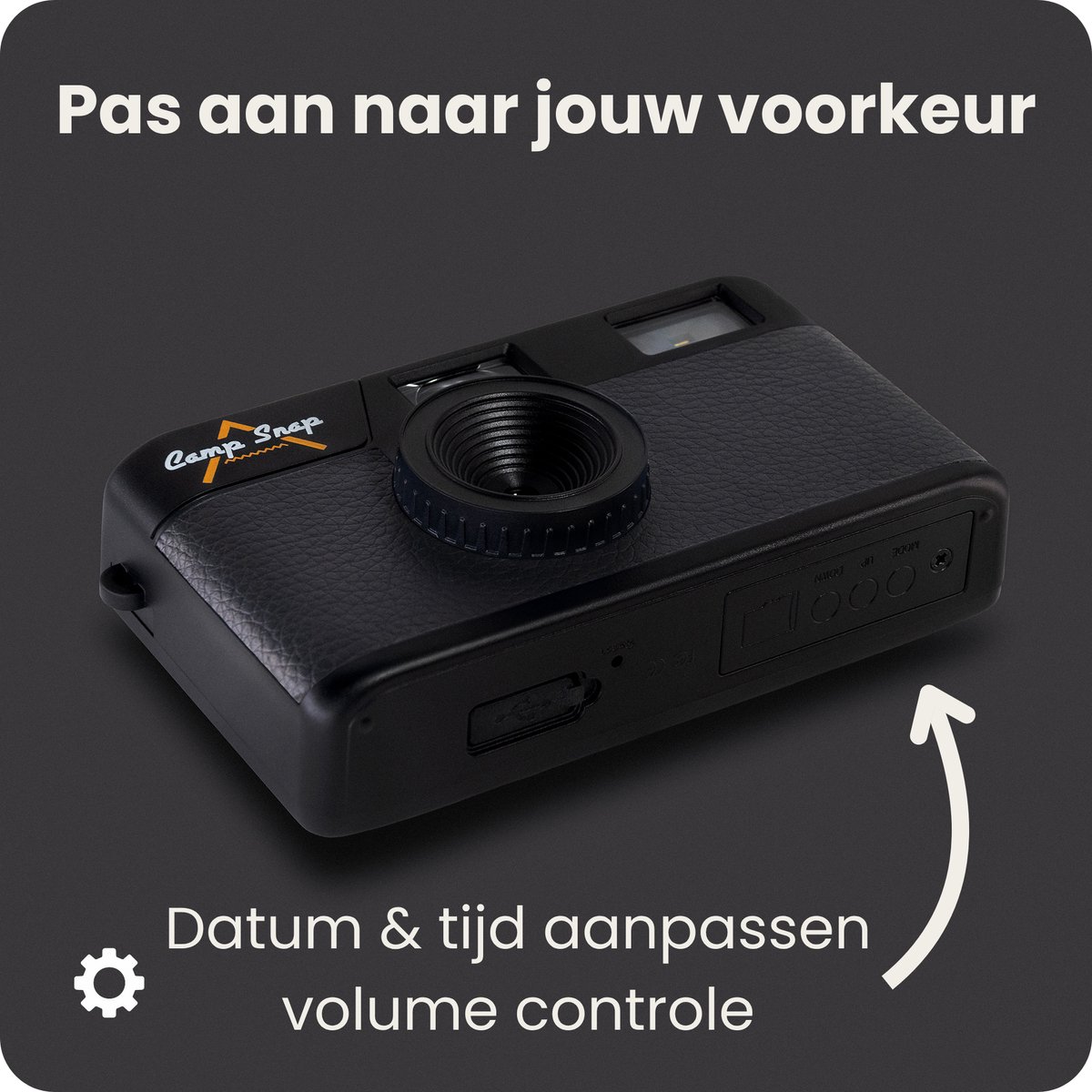 Campsnap Digitale Camera - Schermvrije Retro Fotocamera - 8 Megapixel - 2000 foto's - Minimalistisch Vintage Design - Met Flits - Oplaadbaar - 4GB - Zwart – foto 8