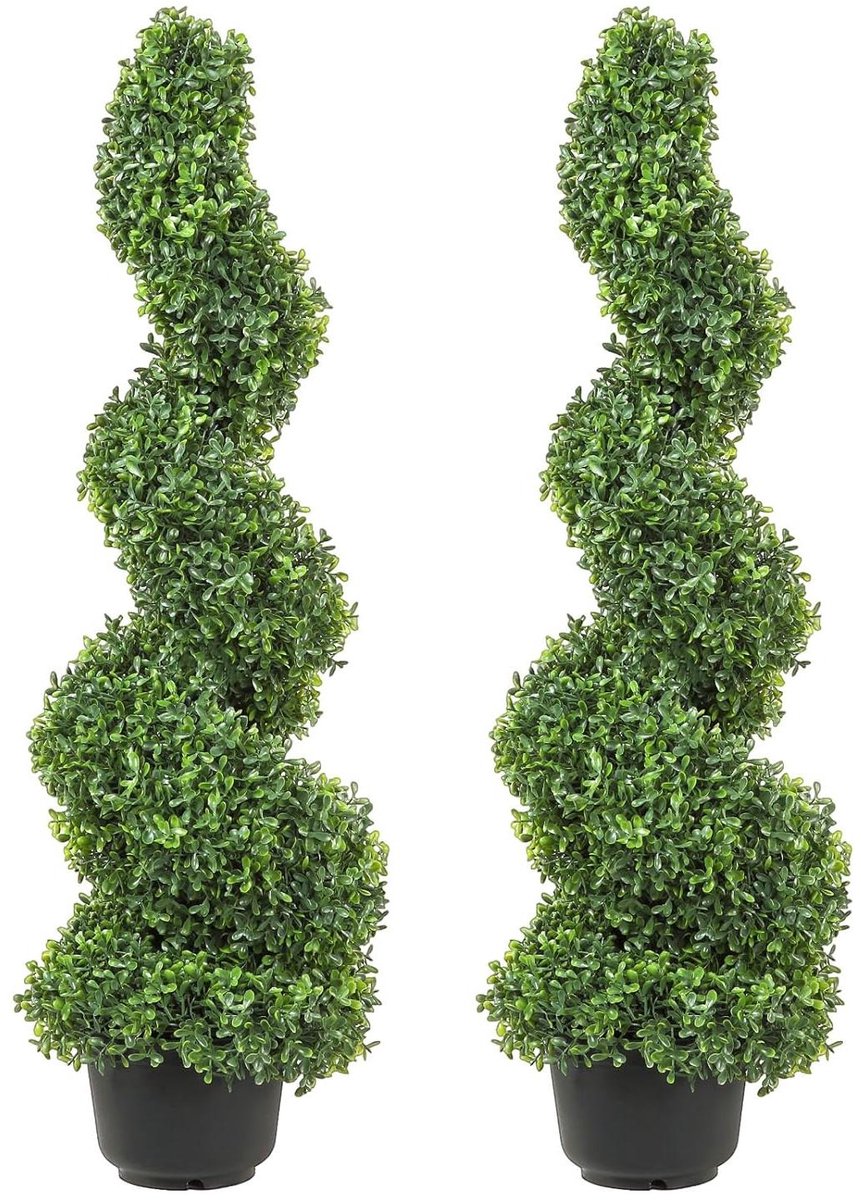 Kunstplant Spiraal - Sierplant Buxus - Tuin Decoratie - 5-laags Design - 91 cm Hoog - Groe