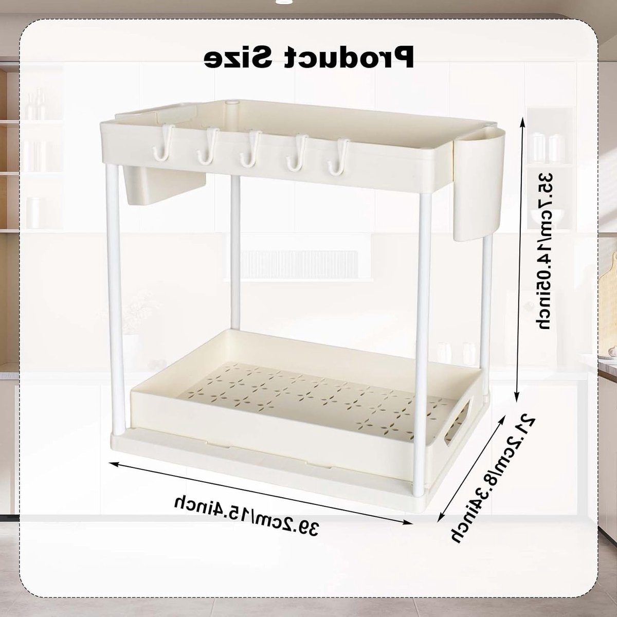 Dailygoods - Keukenkastorganizer, 2-traps keukenkast-organizer, multifunctioneel rek onder de gootsteen, glijdend rek onder de wastafel, opbergrek, voor badkamer en keuken (wit)