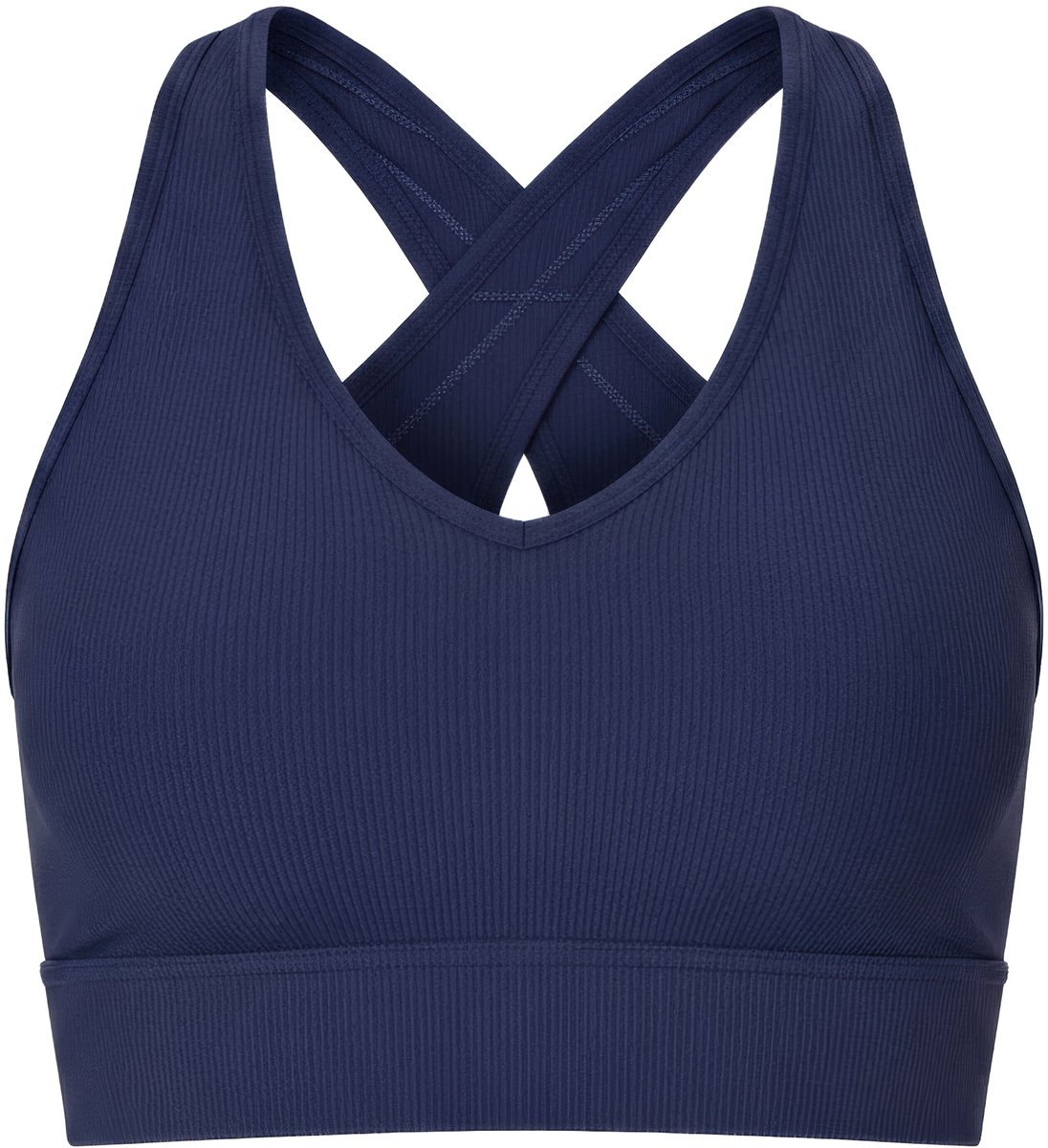 Studio Untold - Dames - Geribbelde bh ribjersey gekruiste rugbandjes - Nachtblauw - Maat 42+