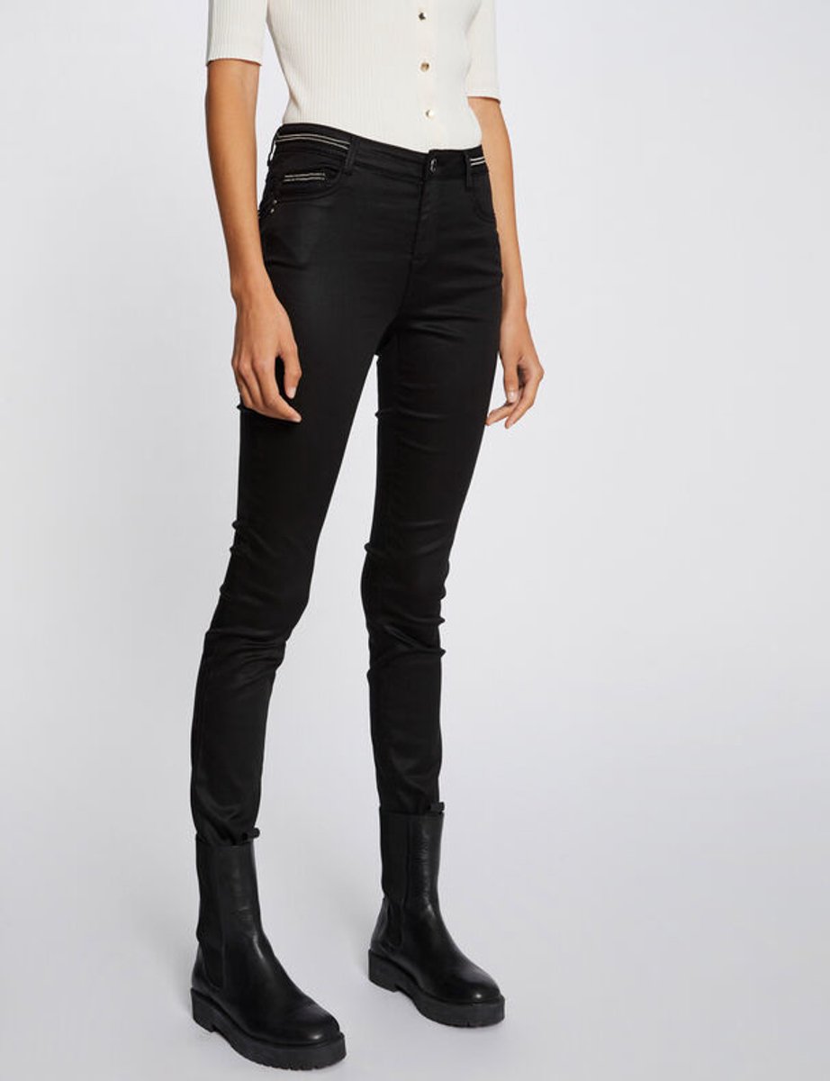 Morgan - Slim trousers with wet effect 212 Palona Black - Maat : 44