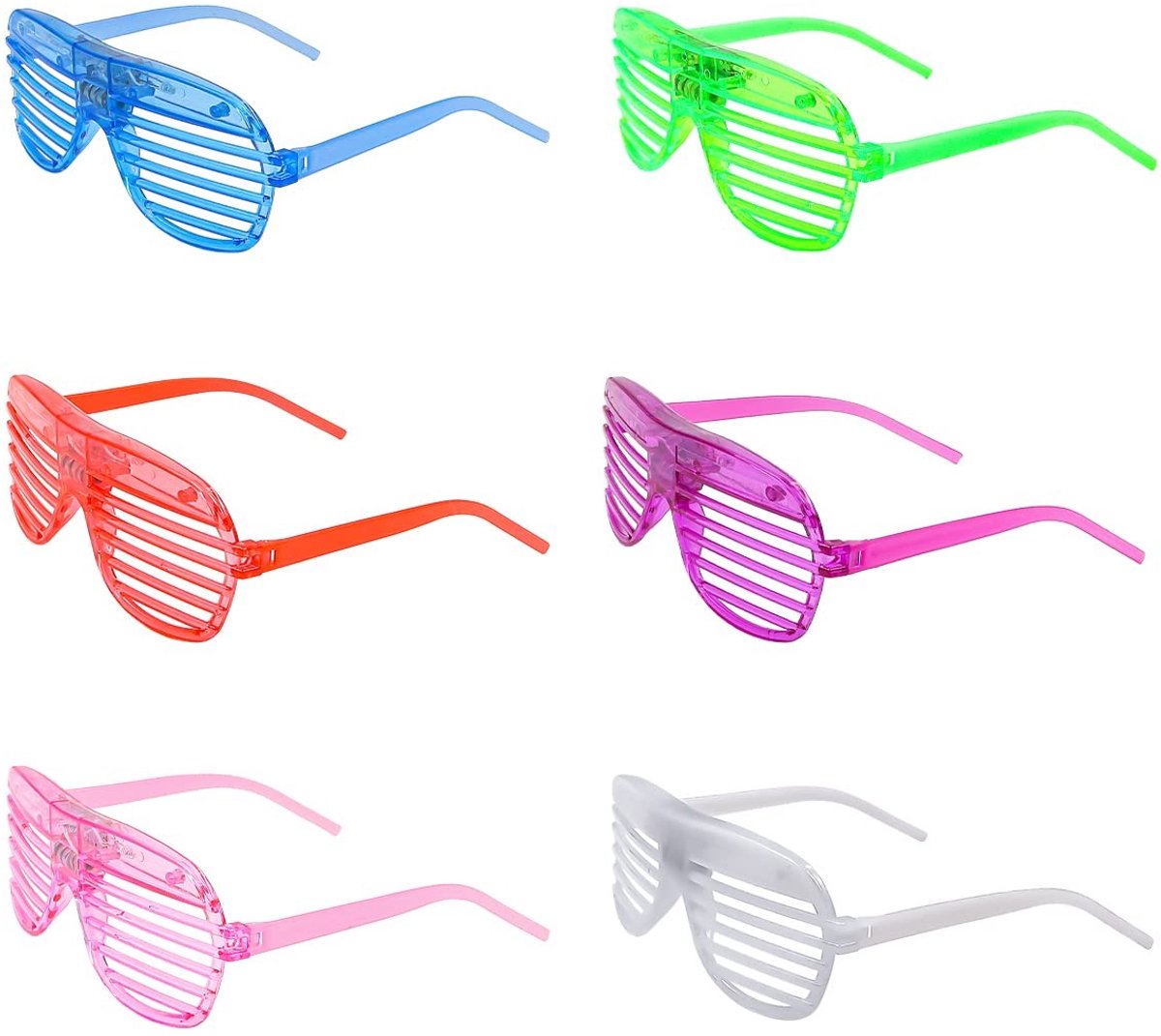Dailygoods- Glow Bril Set - Oplichtende Bril - Neon Feestbril - 6 Kleuren - 3 Modi - Lichtgewicht 30g
