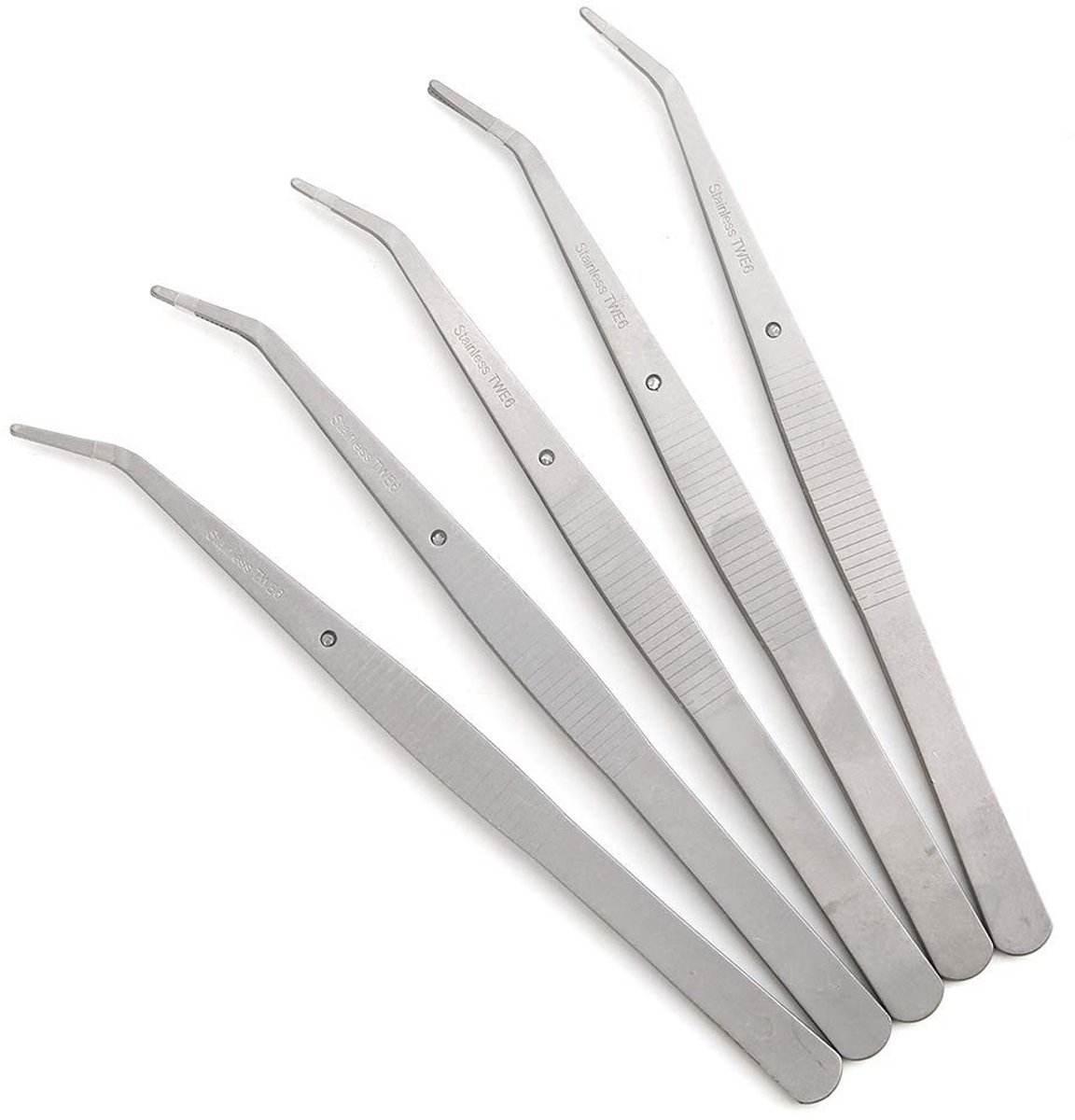 Dailygoods- Overlocker Accessoires - Curved Pincet - Roestvrij Stalen Pincet - Set van 5 - Ergonomisch Ontwerp - Lichtgewicht en Compact - Naald