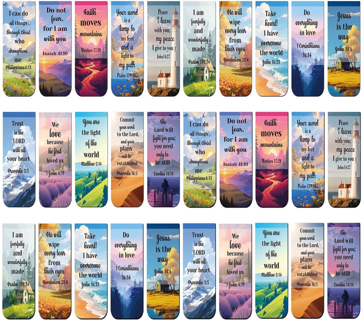 Dailygoods- Bladwijzers 30 stuks - Magnetische Boekenleggers - Inspirerende Bladwijzers - Religieuze Boekmarkeringsclips - Duurzaam Papier - HD Dubbelzijdige Bedrukking