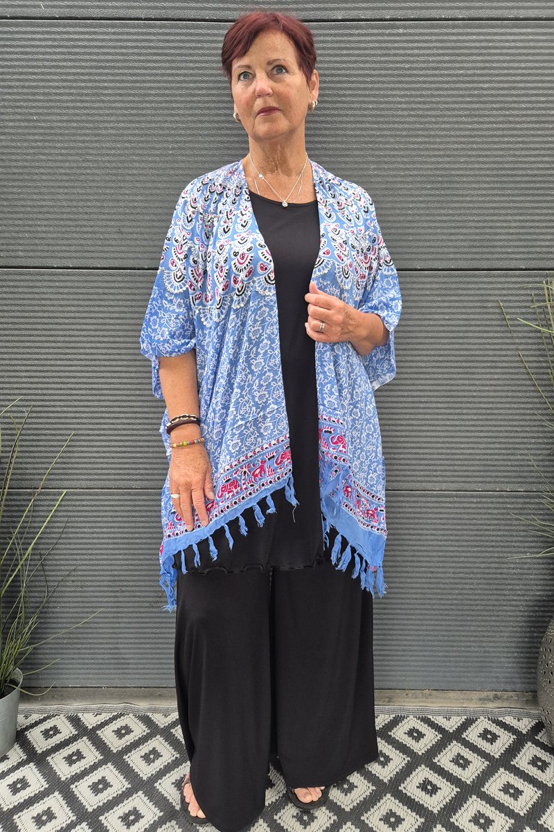 Bagoes kimono kort pailletten franje