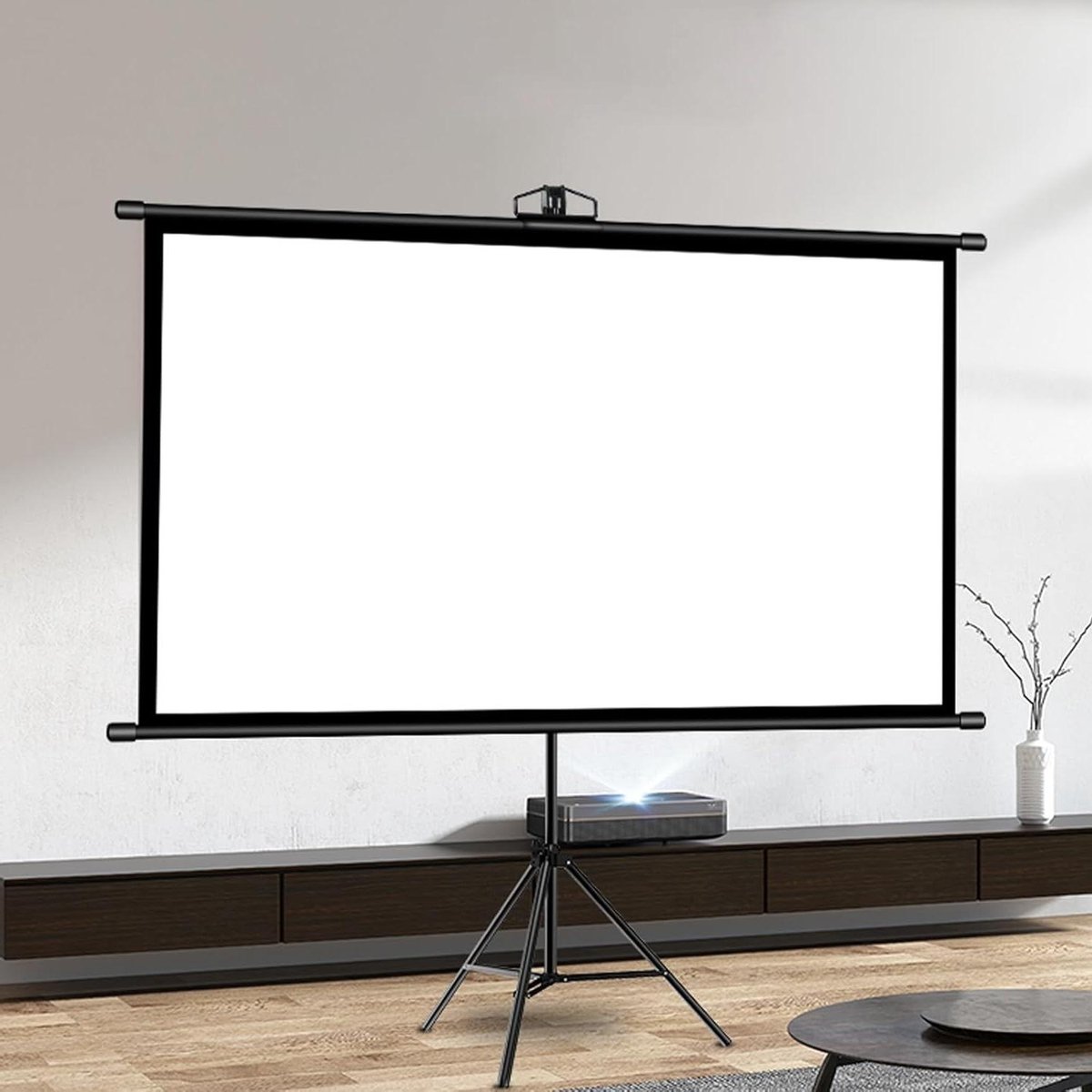 Projectiescherm met Statief - Mobiel Scherm Draagbaar Doek - Thuisbioscoop Maken - Kreukvrij Glasvezelmateriaal - 72 inch 16:9 - Wit