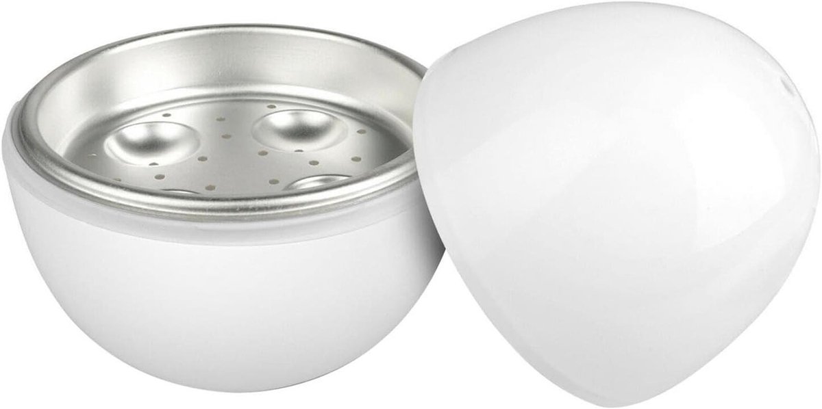 Magnetron Eierkoker - Stoom Pan - Eieren Koken - Capaciteit 4 Eieren - 14 x 14 x 16 cm - Wit