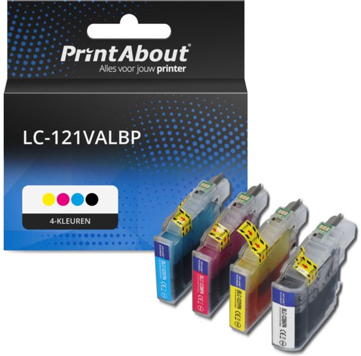 PrintAbout Huismerk Brother LC-121VALBP Inktcartridge 4-kleuren Voordeelbundel