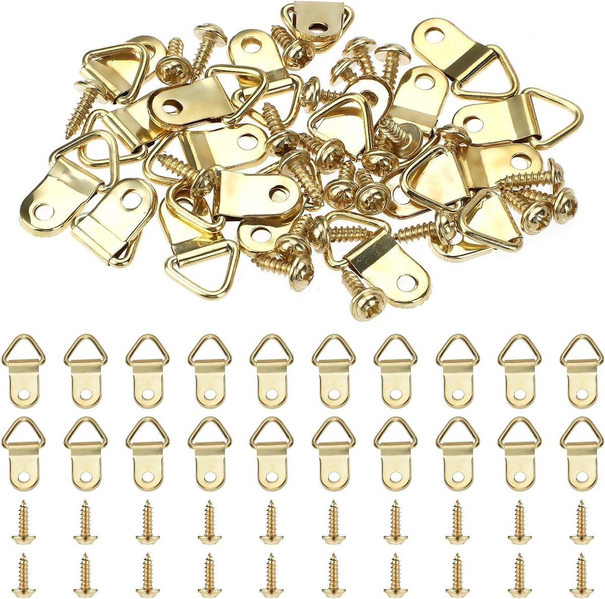 Foto haakjes set 40 stuks - Gouden driehoekige ophanghaken - Stevig en duurzaam - Ideaal voor wanddecoratie - SnelShoppen