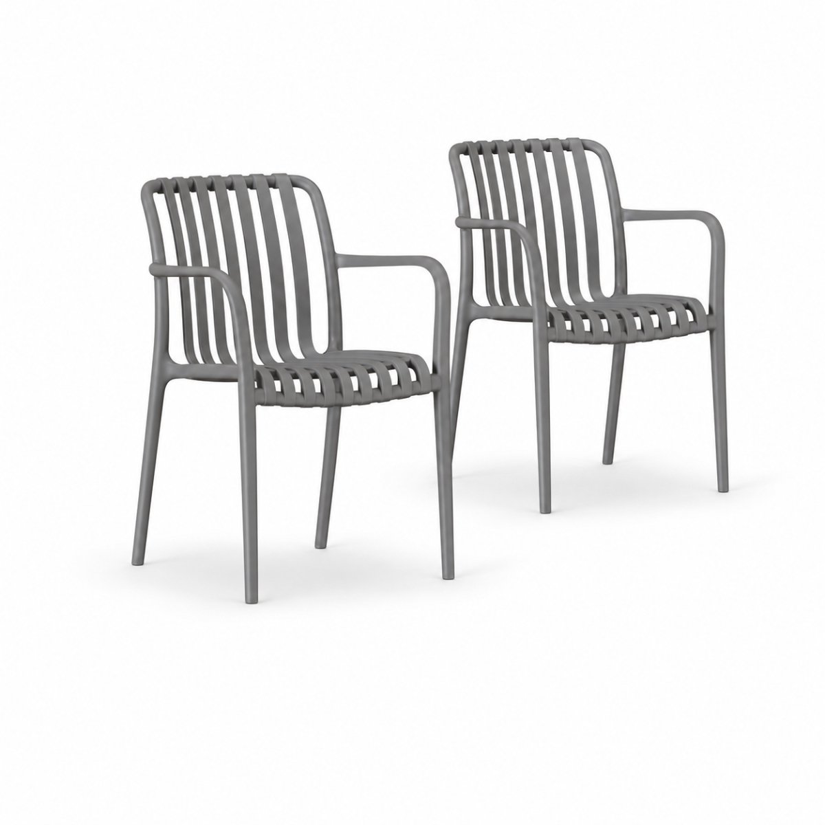 DS4U® - Max tuinstoel - Set van 2 - Grijs - Kunststof - Met armleuning