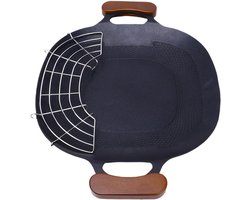 CHICIRIS Grillplaat Snel Verwarming Anti -aanbak Coating Aluminium Legering Bbq Grilling Pan met Afneembare Handgreep en Oliedraining Tuit voor Buitenkamperen