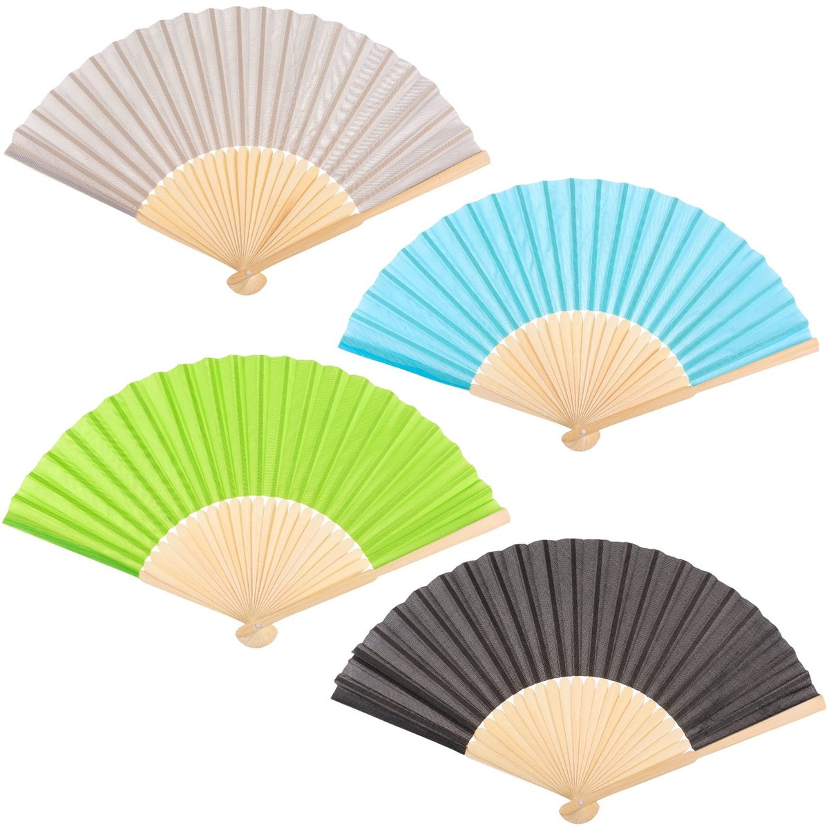 Dailygoods- Handwaaier Set van 4 - Houten Handwaaiers - Elegant Accessoire - Voor Bruiloften/Festivals - Lichtgewicht en Praktisch - Stijlvol en Functioneel - Waaiers