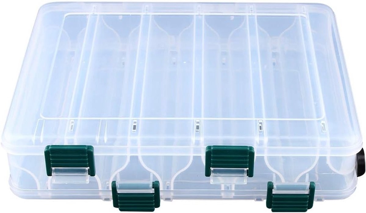 Dubbelzijdige opbergdoos voor visaas, haken en gewichten met 12 vakken voor optimale organisatie