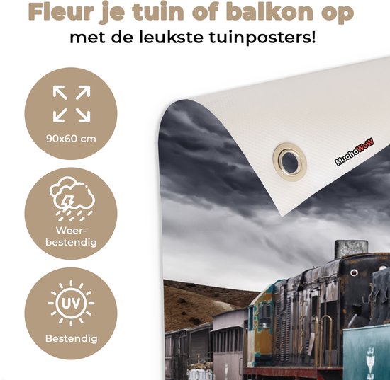 Posters de jardin extérieur Train - Storm - Rails - 90x60 cm - Toile jardin