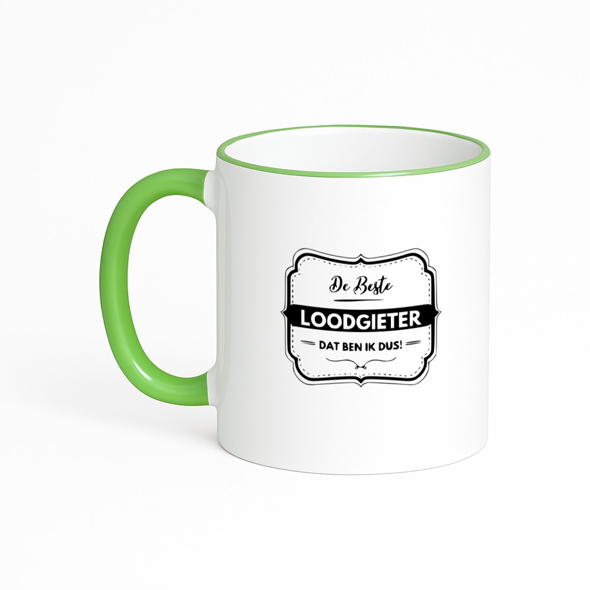 Hacebo® - De beste loodgieter dat ben ik dus koffiebeker met gekleurde rand groen - Loodgieter - Vrienden familie - thee mok - koffie beker - Collega - Cadeau - koffiemok - 330 ML